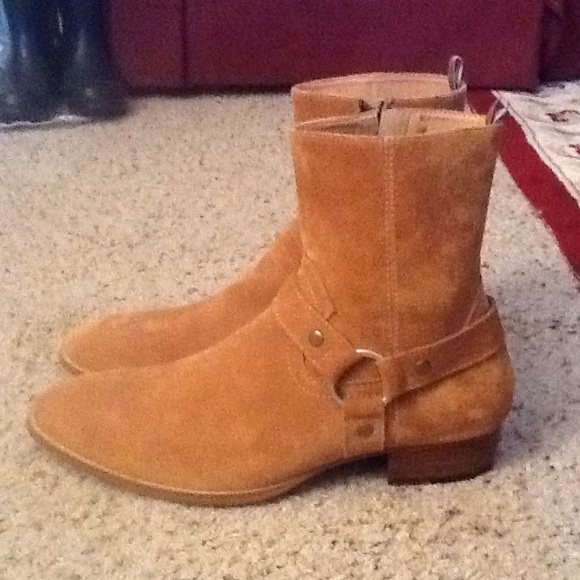 FR LANCELOT HARNESS TAN LEATHER MOTO BOOTS SHOES sz 46, AMAZING - Picture 3 of 6